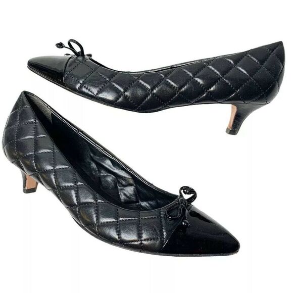 FS/NY Women's Black Quilted Kitten Heels size 9.5 M - Picture 5 of 9
